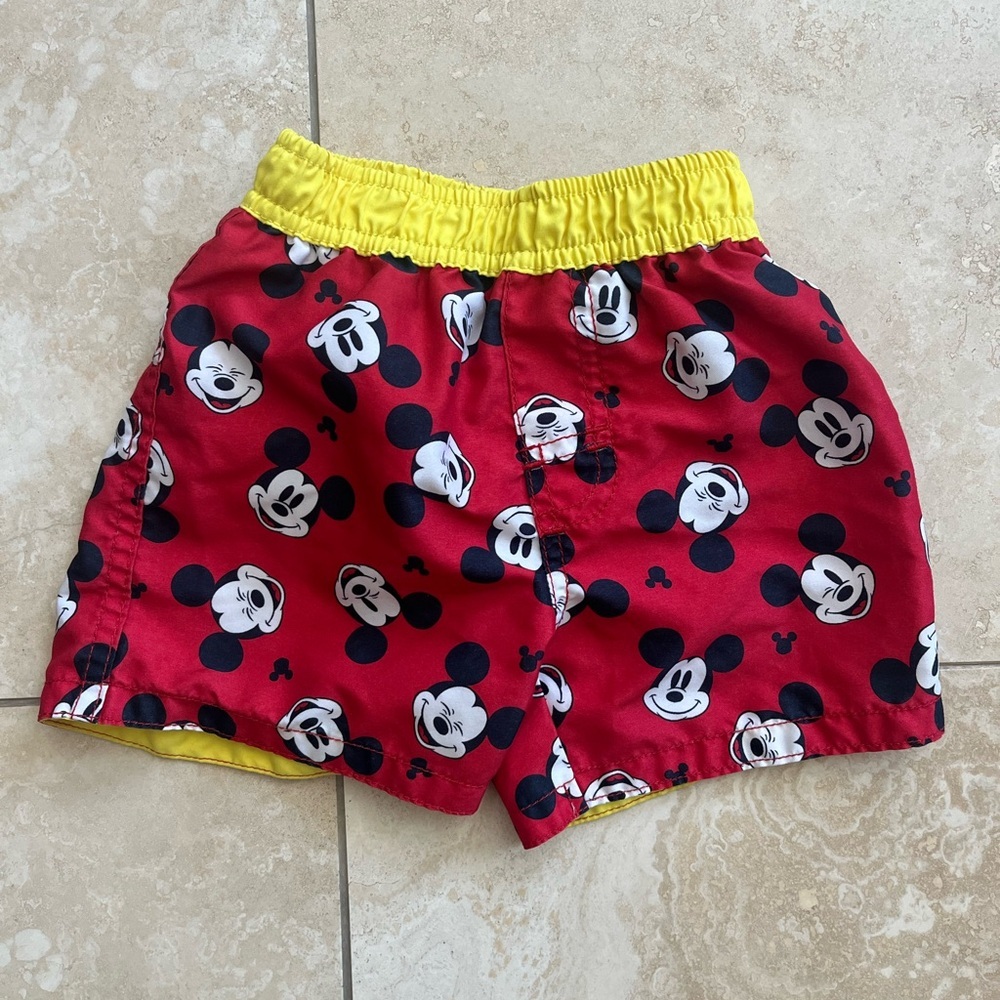 Disney Baby Red and Yellow Mickey Mouse Swim Shorts